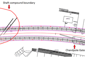  4)&nbsp;&nbsp;&nbsp;&nbsp;&nbsp;&nbsp;&nbsp; Der Streckenverlauf der Tunnel in Richtung des Chandpol-Stadttors
 