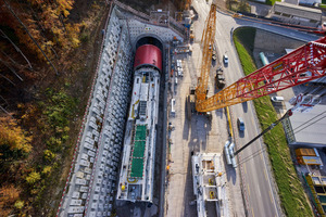  TBM and two trailers in the precut 