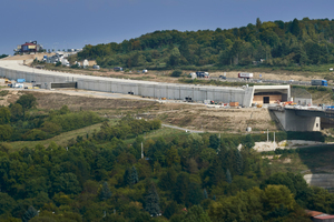  The 570 m long Katzenberg Tunnel on the A3 near Würzburg with an investment volume of 44 million euros is being built by cut-and-cover. The first construction section, the north tunnel, was opened on 1 March 2018
 