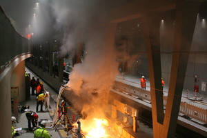  BU Hot gas tests by the STUVAtec GmbH in a new metro station to check that demands from the fire control concept are fulfilled 