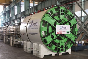  Die Herrenknecht-TBM mit einem Schilddurchmesser von 5250 mm und eine Antriebsleistung von 630 kW erreichte Ende 2017 die Zielwand für den finalen Durchbruch 