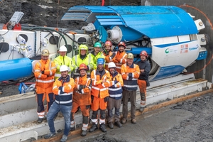  7	The Robbins and Norsk Grønnkraft crew celebrate the commissioning of the Salvasskardelva HEPP TBM in summer 2019 