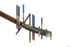  4	3D geological model in the southern area (from tunnel portal) with the location and results of probe drilling 