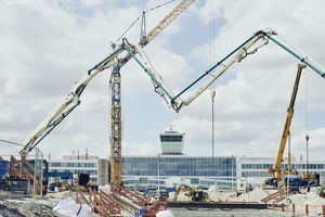  In the airside area of Munich Airport, a tunnel section of about 250 m in length was built using the top-down construction method. The tight time window for the work made 24-hour construction operations necessary over a period of several months 