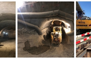  4 | Risk-based construction variations cause numerous changes of plan in the entire construction process. Tunnel drive (left), construction of cross passages (middle) and removal of excavated material (right) etc. 