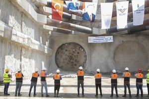  Contractor Intekar Yapı A.S. celebrated the breakthrough of the Robbins Single Shield TBM on July 24, 2020 at the Bahçe–Nurdagı Railway Project in southeastern Turkey 