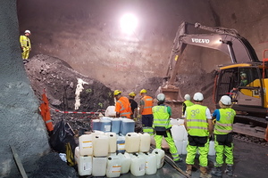  2 | Injection test 1 in muck pile (site facilities cavern) 