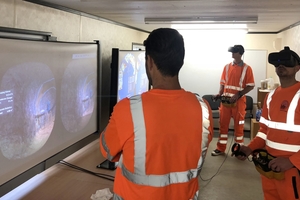  Operators training with Edvirt's VR shotcrete simulator
 