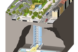  Cross-section of the future Sofia metro station with Stigberg Park above 