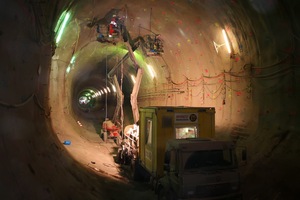  Grouting measures quickly generate very large amounts of data that have to be collected and analysed. The picture shows sealing injections in the Feuerbach tunnel 
