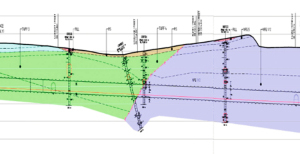  18	Geotechnical longitudinal section of mined tunnels 