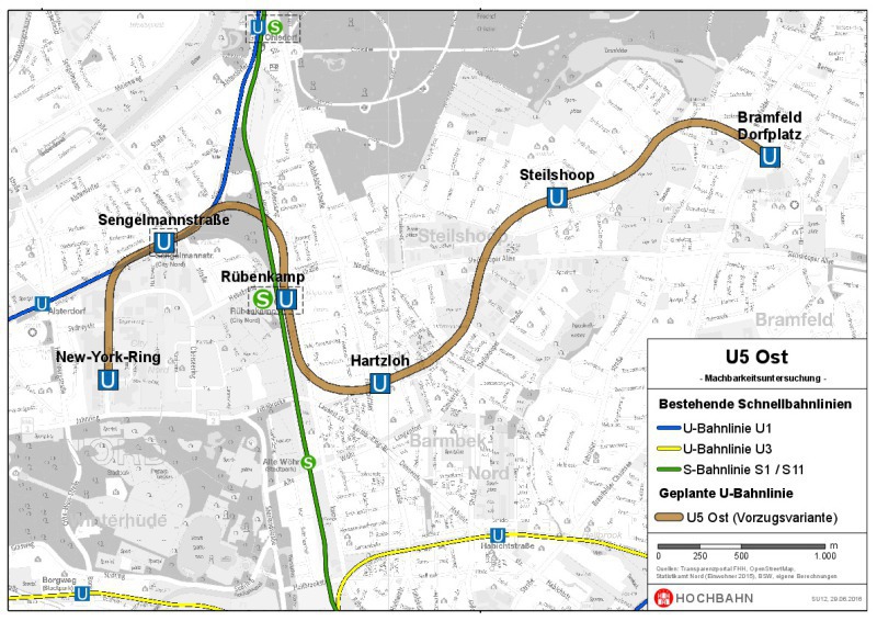 Hamburg Hochbahn plans to construct the U5 East with ZPP