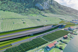  3 	Visualisation of the western portal area with N5 viaduct 