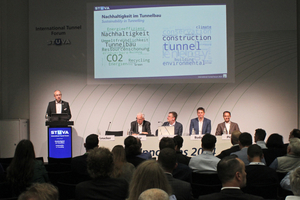  Das International Tunnel Forum zum Thema “Nachhaltigkeit im Tunnelbau” auf der InnoTrans 2024, moderiert von Prof. Dr.-Ing. Roland Leucker (links) 