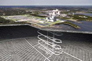  Visualisierung des gesamten künftigen geologischen Tiefenlagers in der Nähe des Kernkraftwerks Forsmark in Ostschweden 