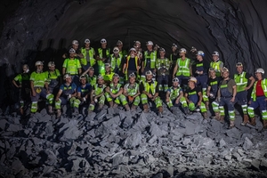 Breakthrough of the western main tunnel bore of the Brenner Base Tunnel on May 31, 2025, in the Austrian construction section Pfons–Brenner 
