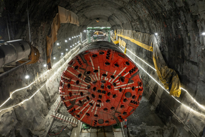  2	The first of six Herrenknecht TBMs, the 180 m long “Viviana” with a diameter of 10.34 m, will drive the approximately 9 km long tunnel between Saint-Martin-La-Porte and La Praz 