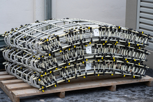  Finished reinforcement cages that are temporarily stored for further processing 