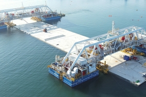  The JV Femern Link Contractors connected a completed tunnel element to the immersion pontoons IVY 1 and 2 in March for the first time 