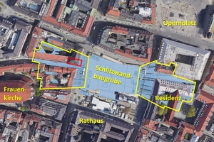  3	Site plan showing the grouting screen beneath the buildings and the first test area outlined in red 