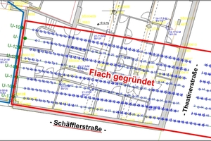  12	Top view of the first test field (outlined in red) 