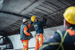  650 m³ of in-situ concrete, 1000 t of sprayed concrete and 120 t of reinforcement were installed 