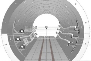  2	Tunnel cross-section showing track substructure and cables 