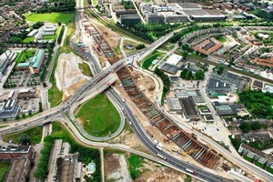  Aerial shot of a part of the braced excavation pit 