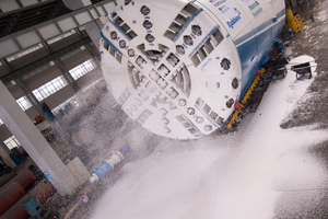  An EPB seen during its foam test in the shop 