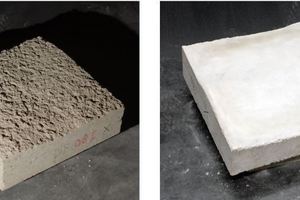  4)	Shotcrete sample on the left and corresponding negative on the right | 