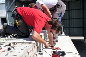  Fire protection test: Preparations for monitoring concrete slabs containing polypropylene fibres 