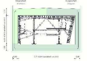  Load-bearing Peri system solution: as the walls are concreted single-faced against the diaphragm walls, the high loads must be diverted within the formwork carriage structure. Furthermore, it adapts to the changing cross-sectional widths and heights 