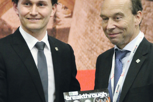  Jurij Karlovsek (on the left), the chairman of the Young Members Group presented the first issue of the magazine “Breakthrough” to the ITA president  