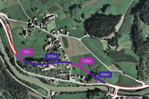  Aerial view of the route with the cut-and-cover and trenchless part-sections [1]. 