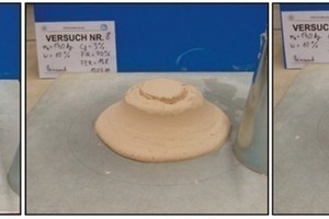  5 Slump results of soil A with FIR = 45 % (1), FIR = 70 % (2) and FIR = 75 % (3) 