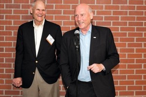  Dick Robbins (l.) and Lok Home speak at the Robbins 60th anniversary event, held following the NAT Conference in June 2012 