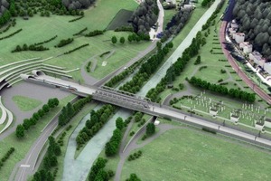  3	Semmering-Basistunnel: Visualisierung der zukünftigen Portalgestaltung im niederösterreichischen Gloggnitz 