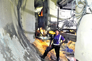  Adit 4 Site Manager Andy Birch (Robbins) surveys the excavated tunnel 