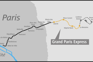  Geographische Lage des Bauabschnitts „Lot GC01“ für die Verlängerung der Linie 11 in Paris | 