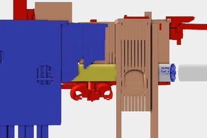  5	TBM-Durchfahrt (in gelb dargestellt) an der Haltestelle TCR mit minimalen Abständen zur darunterliegenden Trasse der Northern Line (in rot dargestellt) 