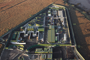  	Construction site facilities around the starting shaft 