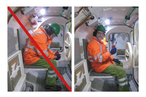  8) Incorrect (left) and correct posture (right) during decompression | 