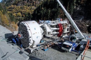  Work with the 9.45 m diameter TBM progressed at a speed of 6 rpm with a rate of advance of 12 to 15 m attained 