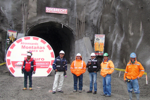  Portal of the Punta Olimpica Tunnel during the visit of the regional president in May 2013 with production and security team 