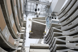  Transport of segments with a portal crane in the segment storage of the Koralm Tunnel KAT2 