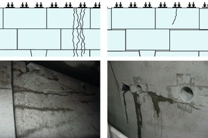  a) Cluster cracks	b) Random single cracksTwo types of the cracks were observed in segmental lining 