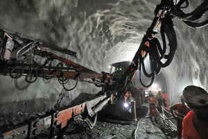  	Northern tunnel-heading operations in the east bore of the Ceneri Base Tunnel 