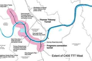  	Overview of Thames Tideway Tunnel, West Section 