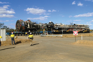  Transport dollies moved the inner core of the TBM out of its first bored tunnel to excavate a second decline tunnel 