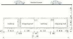  	Cross section of Huiyunjin underground commercial space 